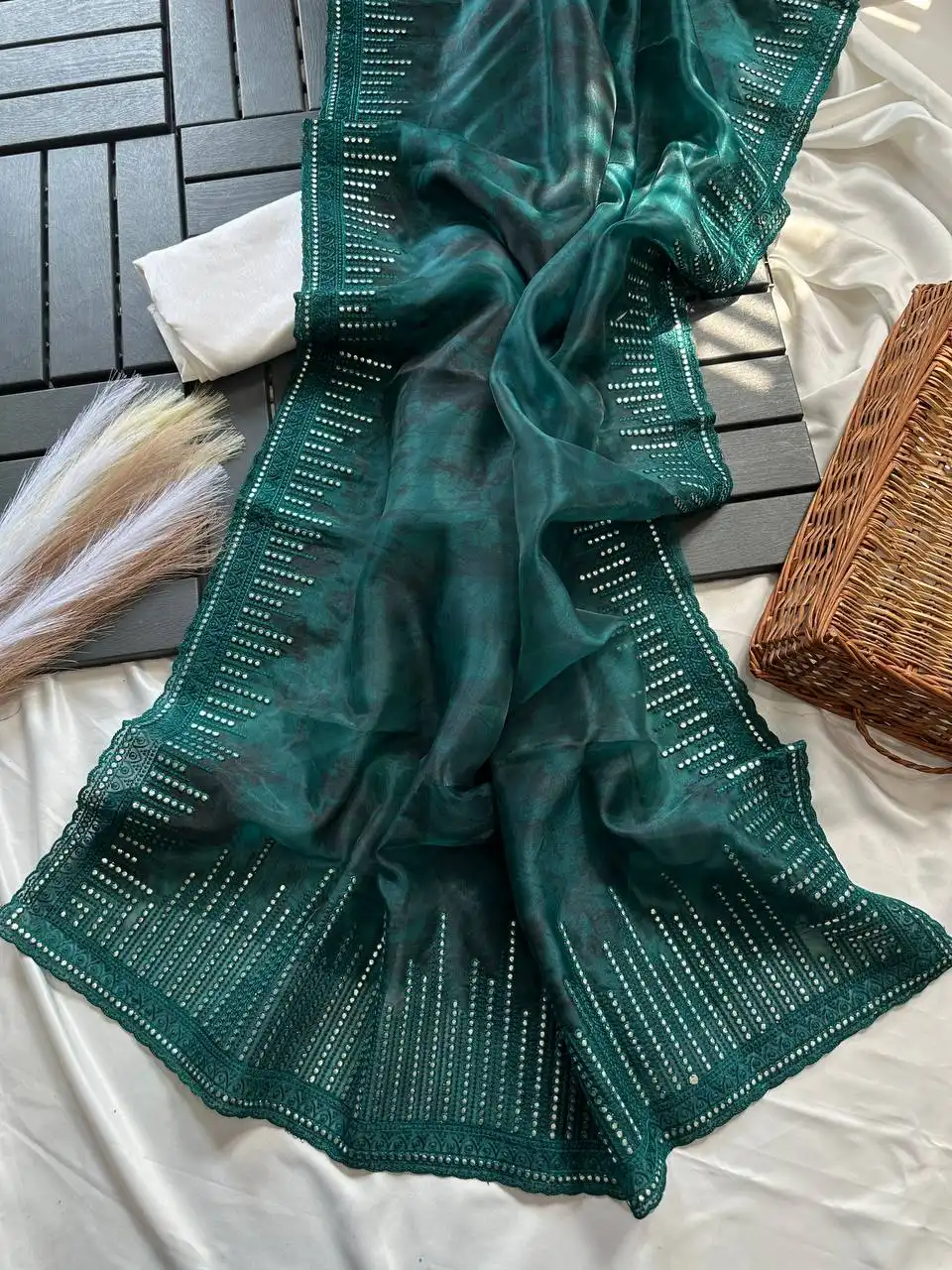 MHV Dia Printed Embroidery Gota Work Saree Wholesale Surat