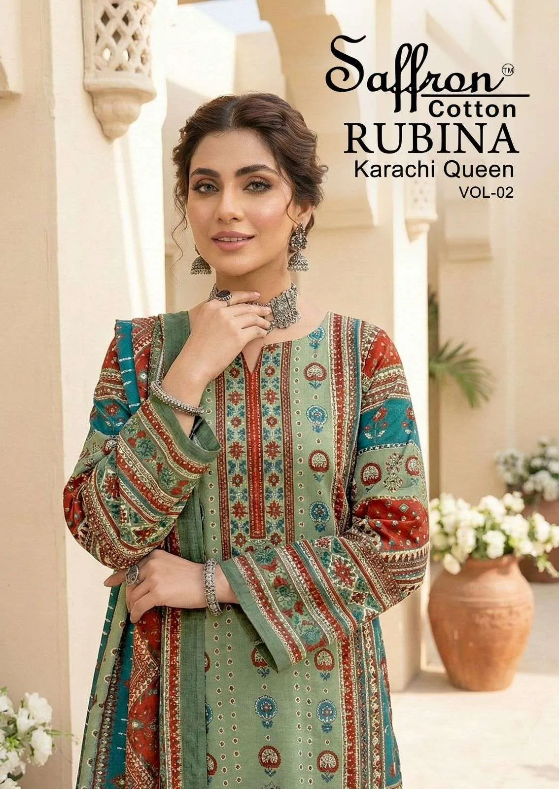Saffron Cotton Rubina Karachi Queen Vol 2 Unstitched Suits