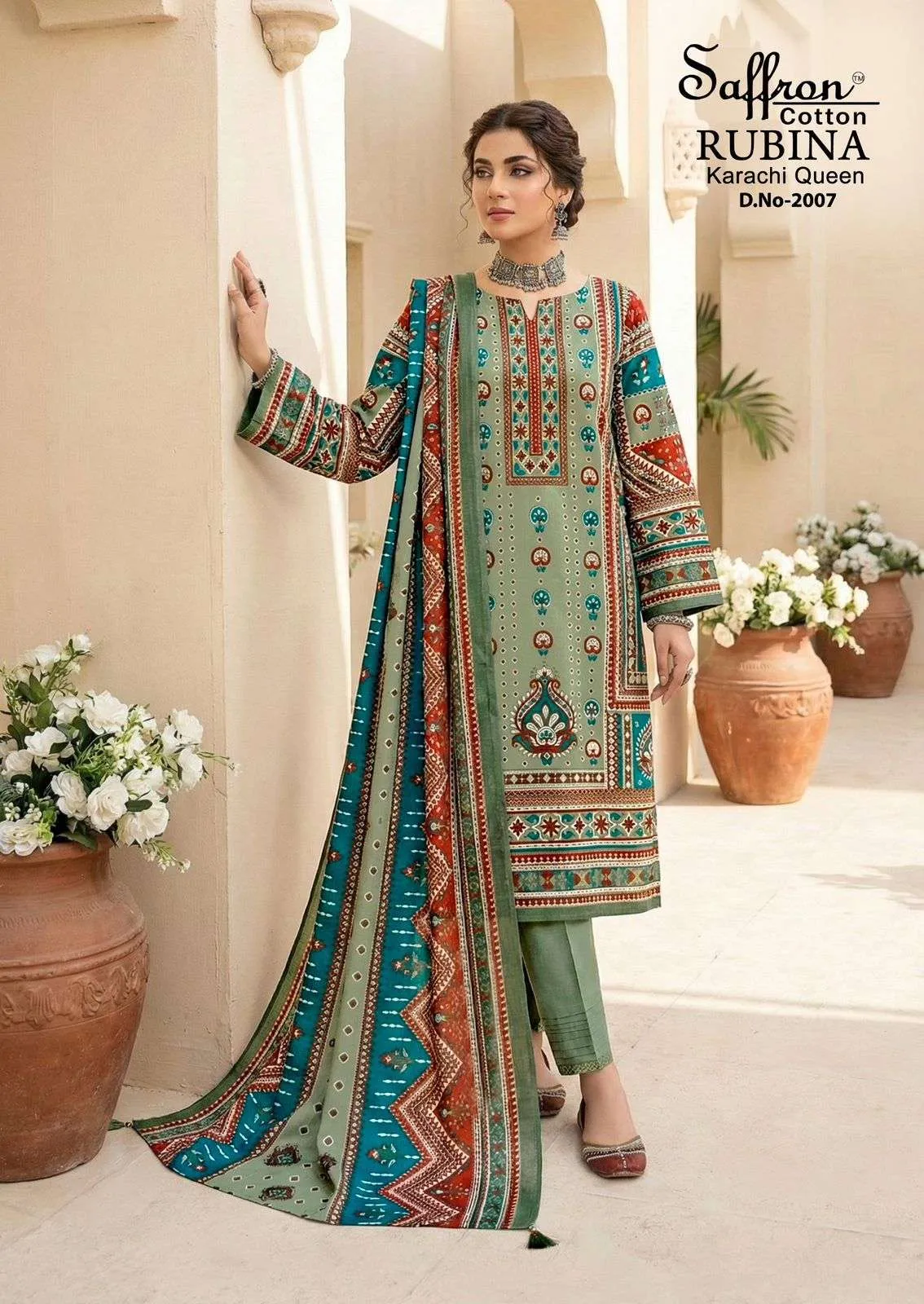 Saffron Cotton Rubina Karachi Queen Vol 2 Unstitched Suits