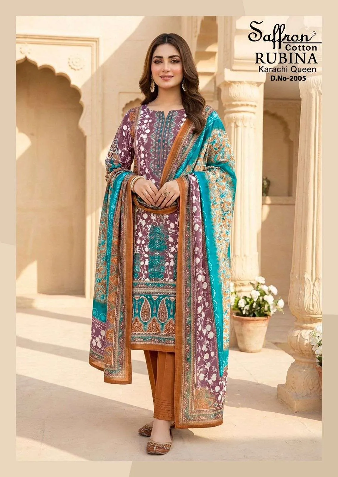Saffron Cotton Rubina Karachi Queen Vol 2 Unstitched Suits