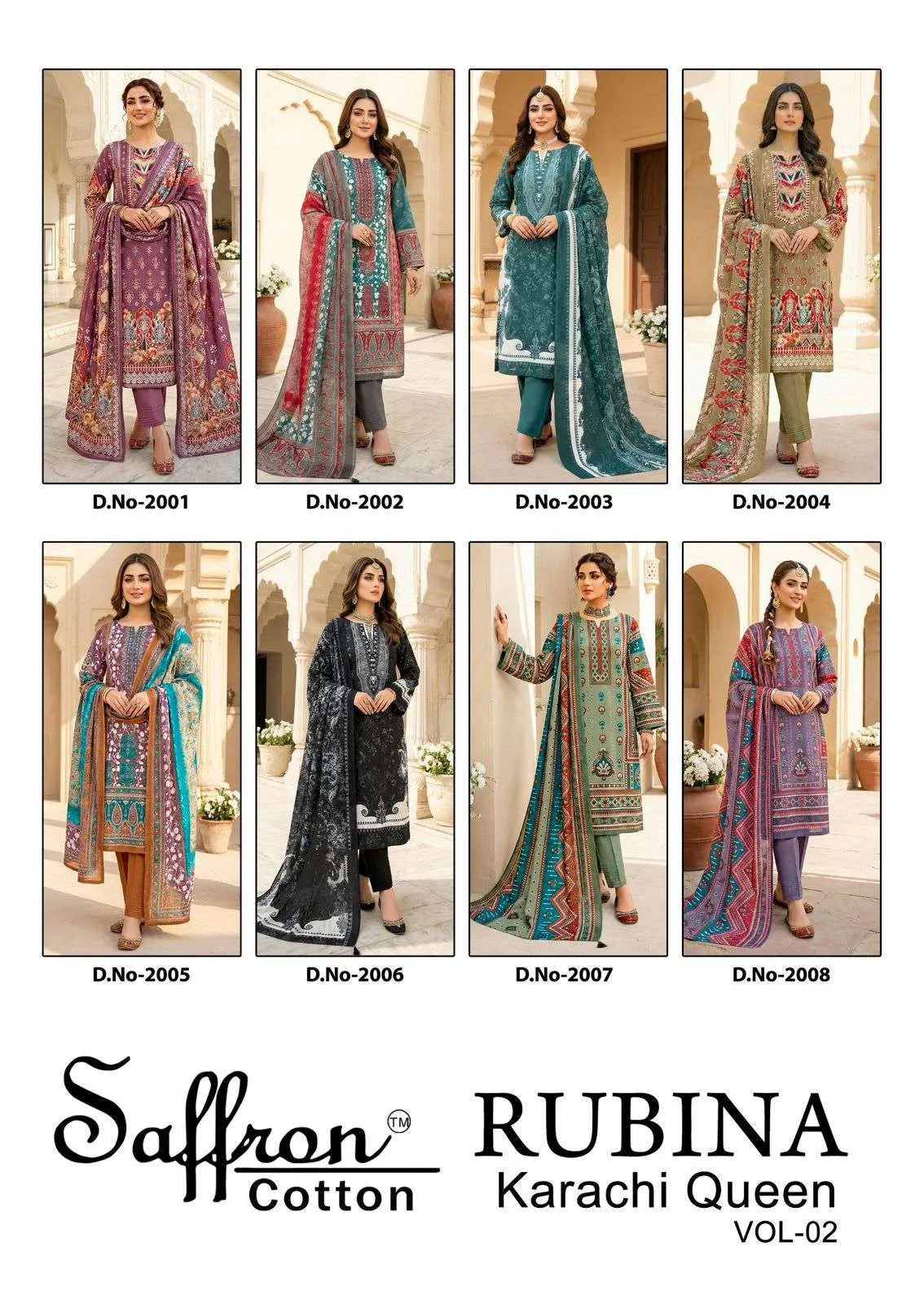 Saffron Cotton Rubina Karachi Queen Vol 2 Unstitched Suits