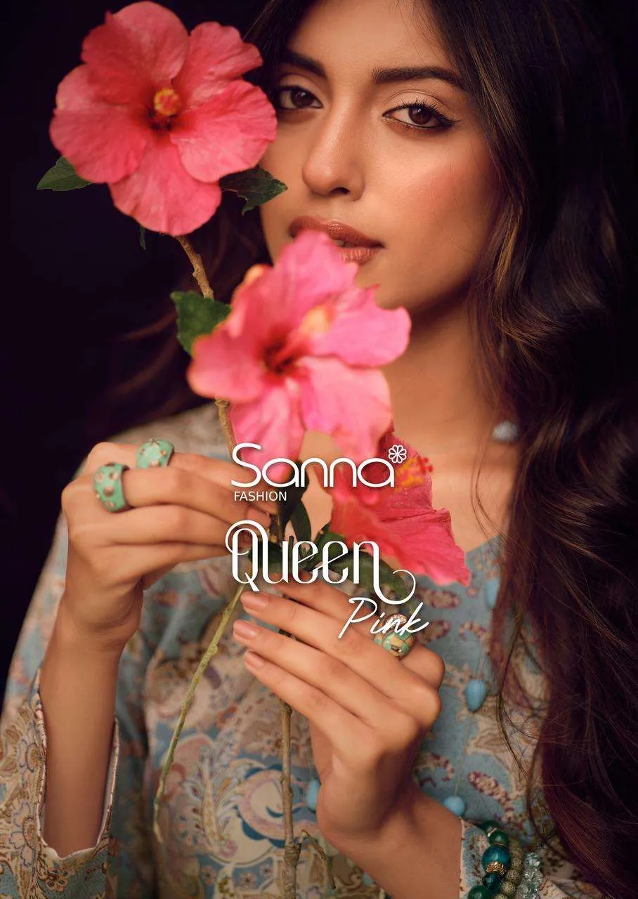 Sanna Queen Pink Semi Stitched Suits