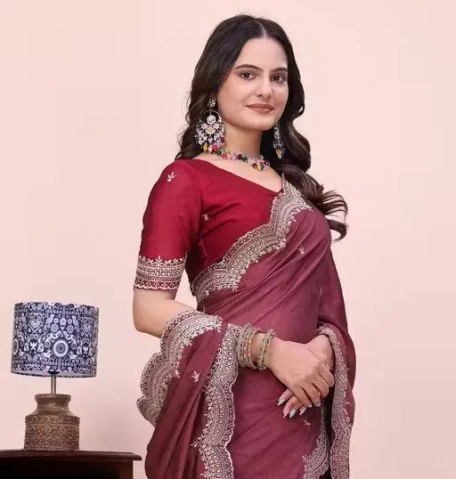 Scalop Dhrruv 1 Rangoli Silk Crush Embroidered Beautiful Saree Collection Sarees