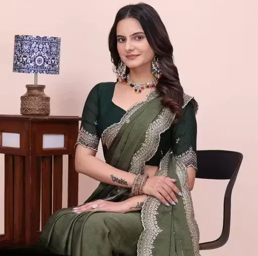 Scalop Dhrruv 1 Rangoli Silk Crush Embroidered Beautiful Saree Collection Sarees