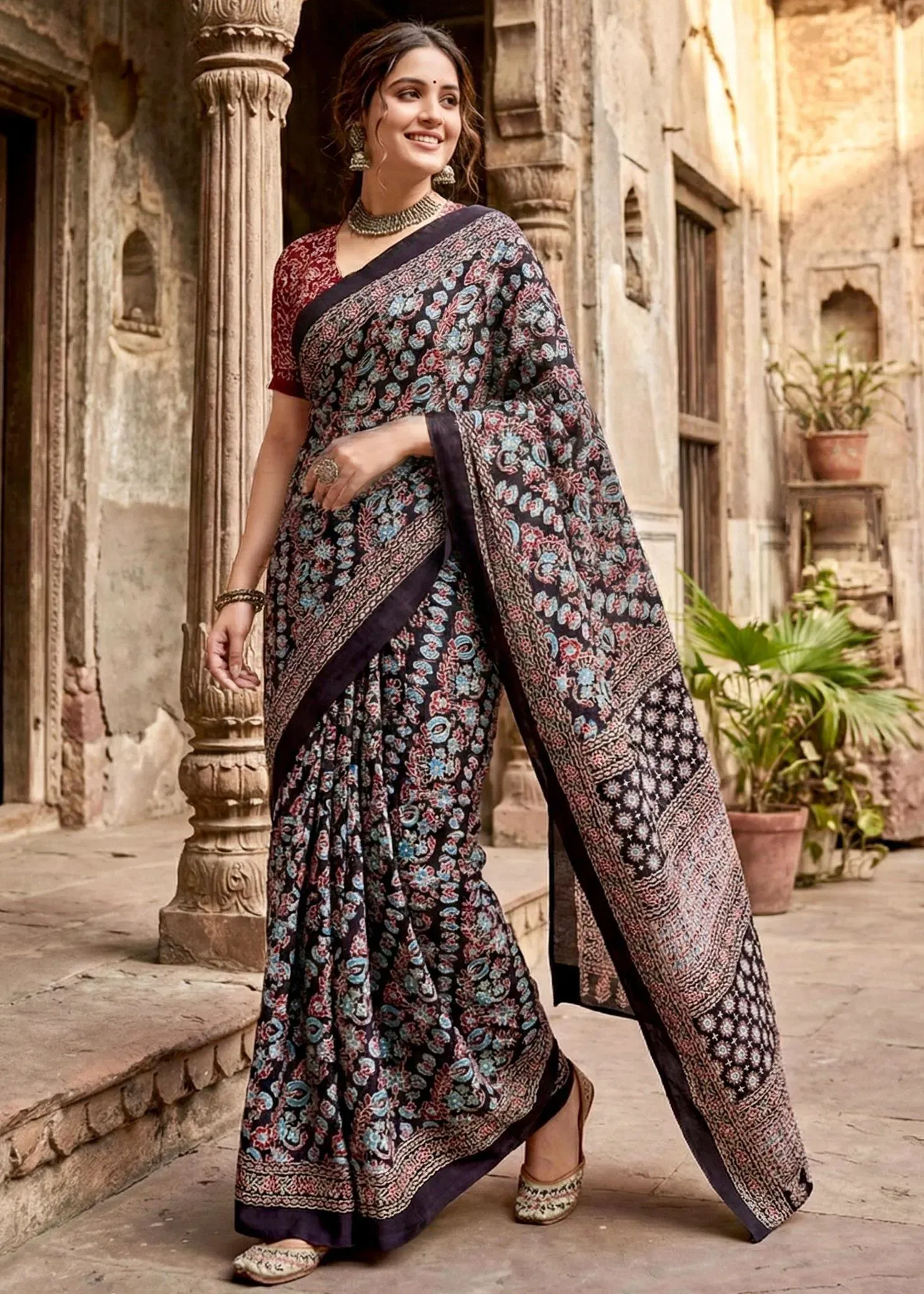 Scdf Bagru N Fancy Cotton Casual Wear Saree Collection Sarees