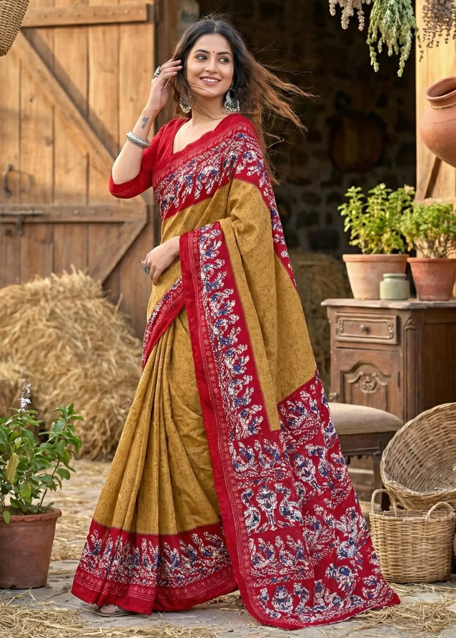 Scdf Batik a Cotton Block Printed Saree Collection Sarees