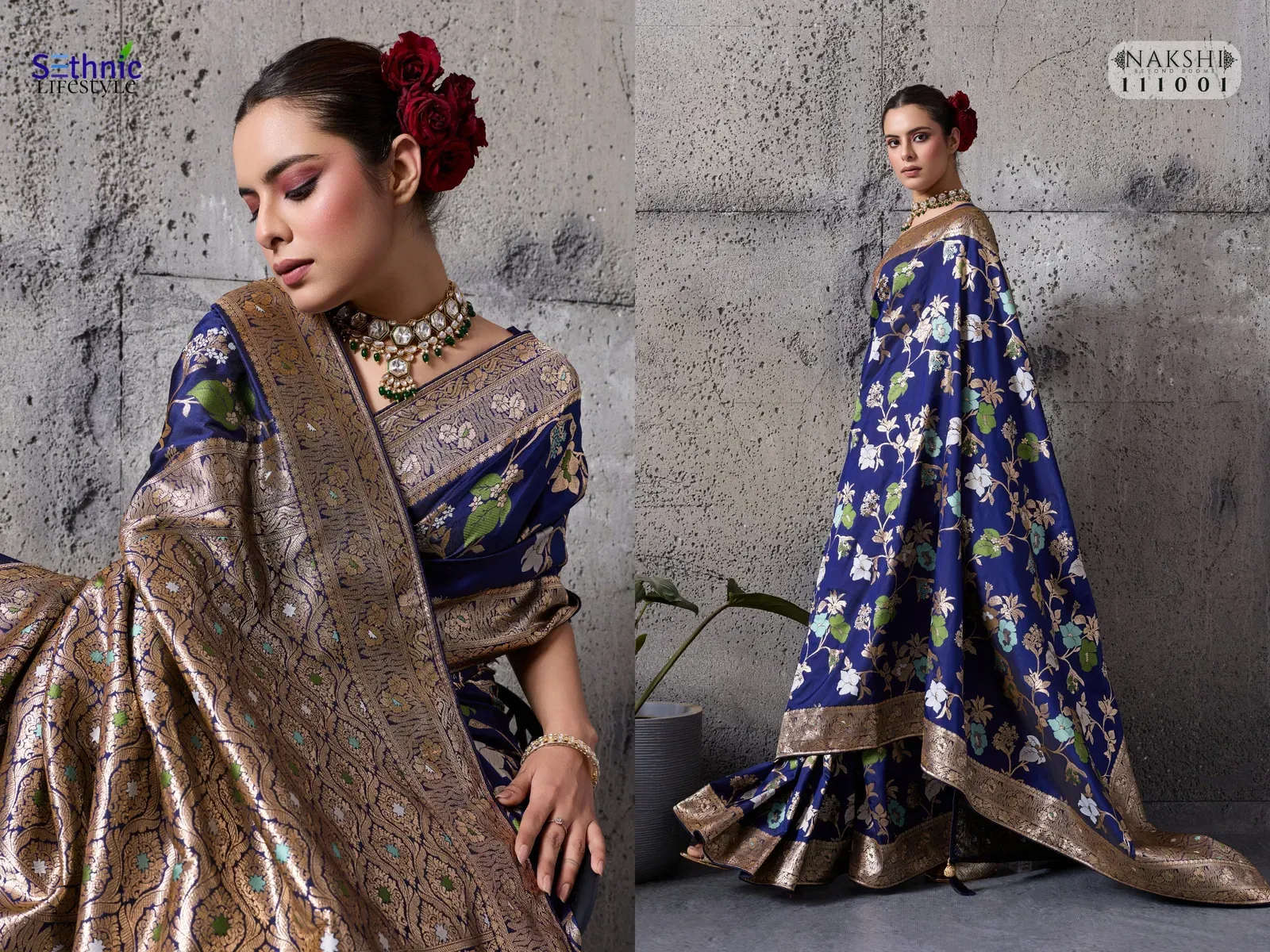 Sethnic Nakshi Banarasi Silk Sequence Work Saree Collection Sarees