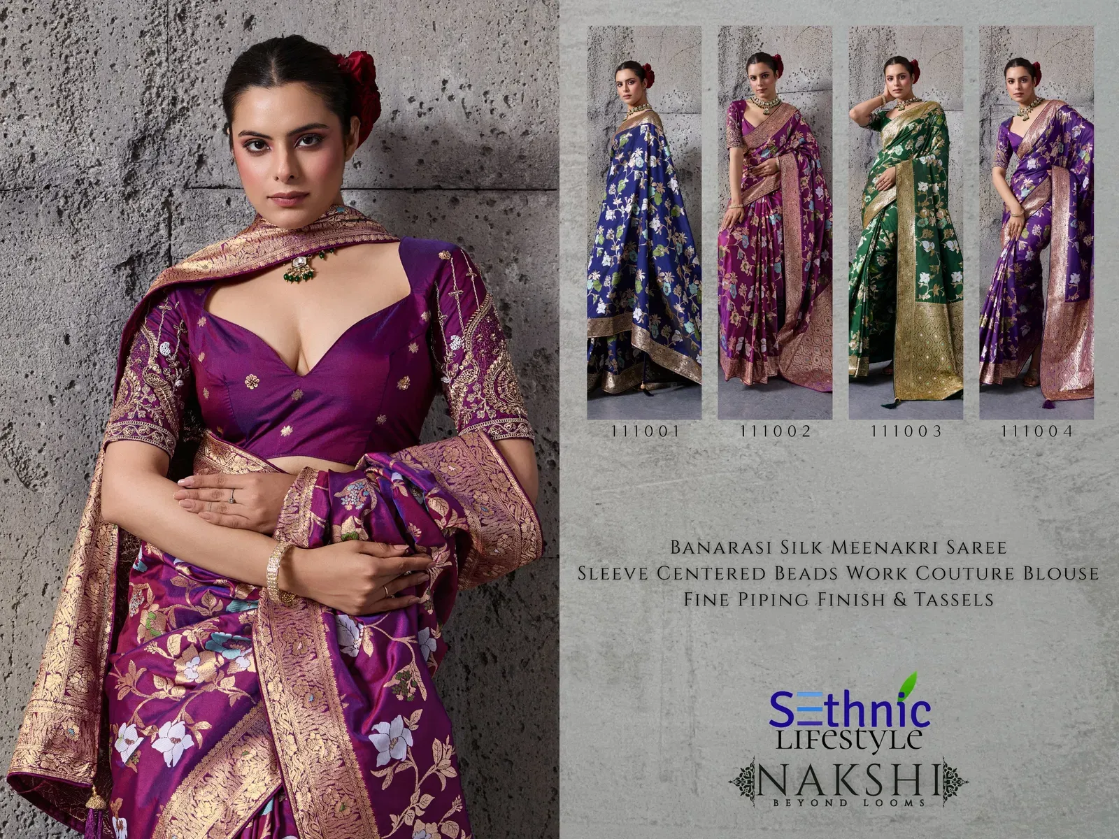 Sethnic Nakshi Banarasi Silk Sequence Work Saree Collection Sarees