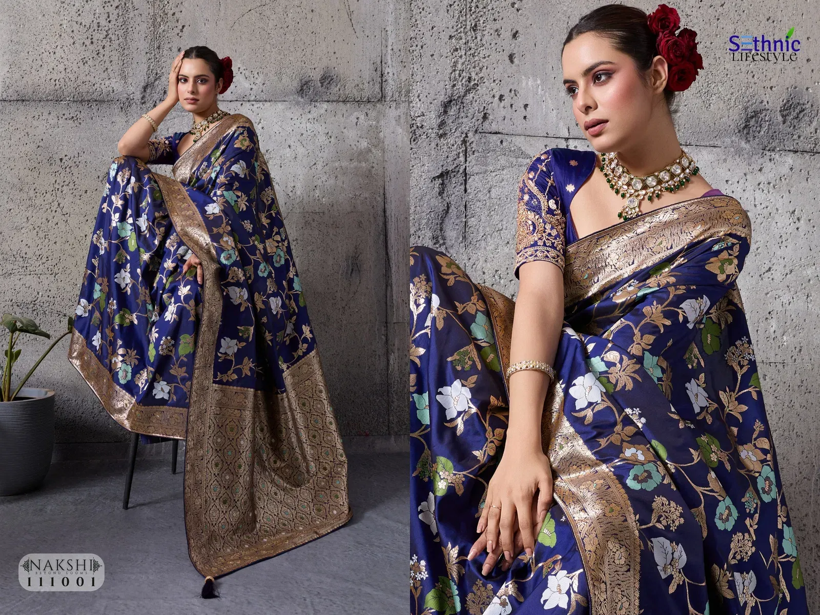 Sethnic Nakshi Banarasi Silk Sequence Work Saree Collection Sarees