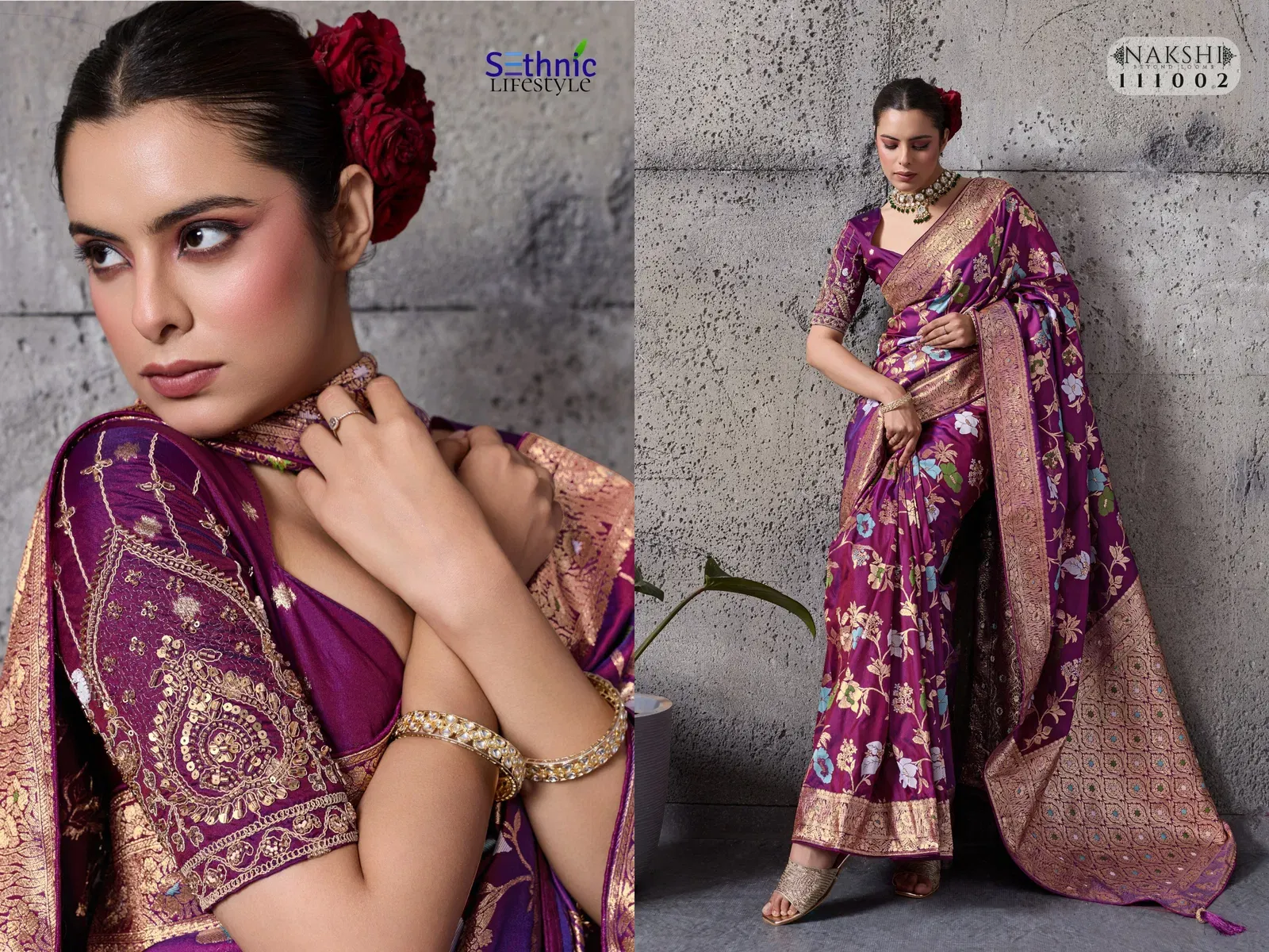 Sethnic Nakshi Banarasi Silk Sequence Work Saree Collection Sarees