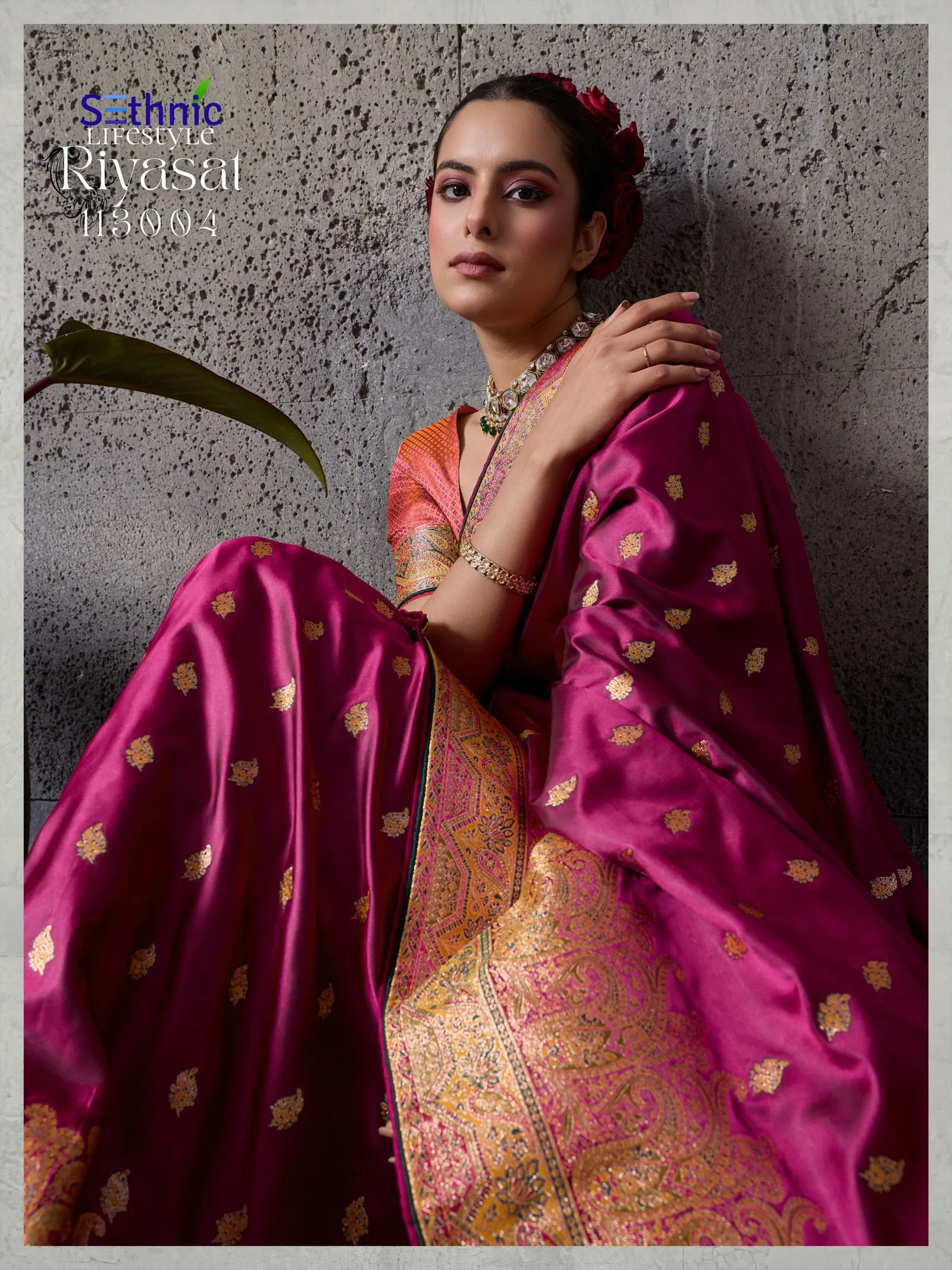 Sethnic Riyasat Makhmal Satin Silk Meenakari Traditional Wear Saree Collection Sarees