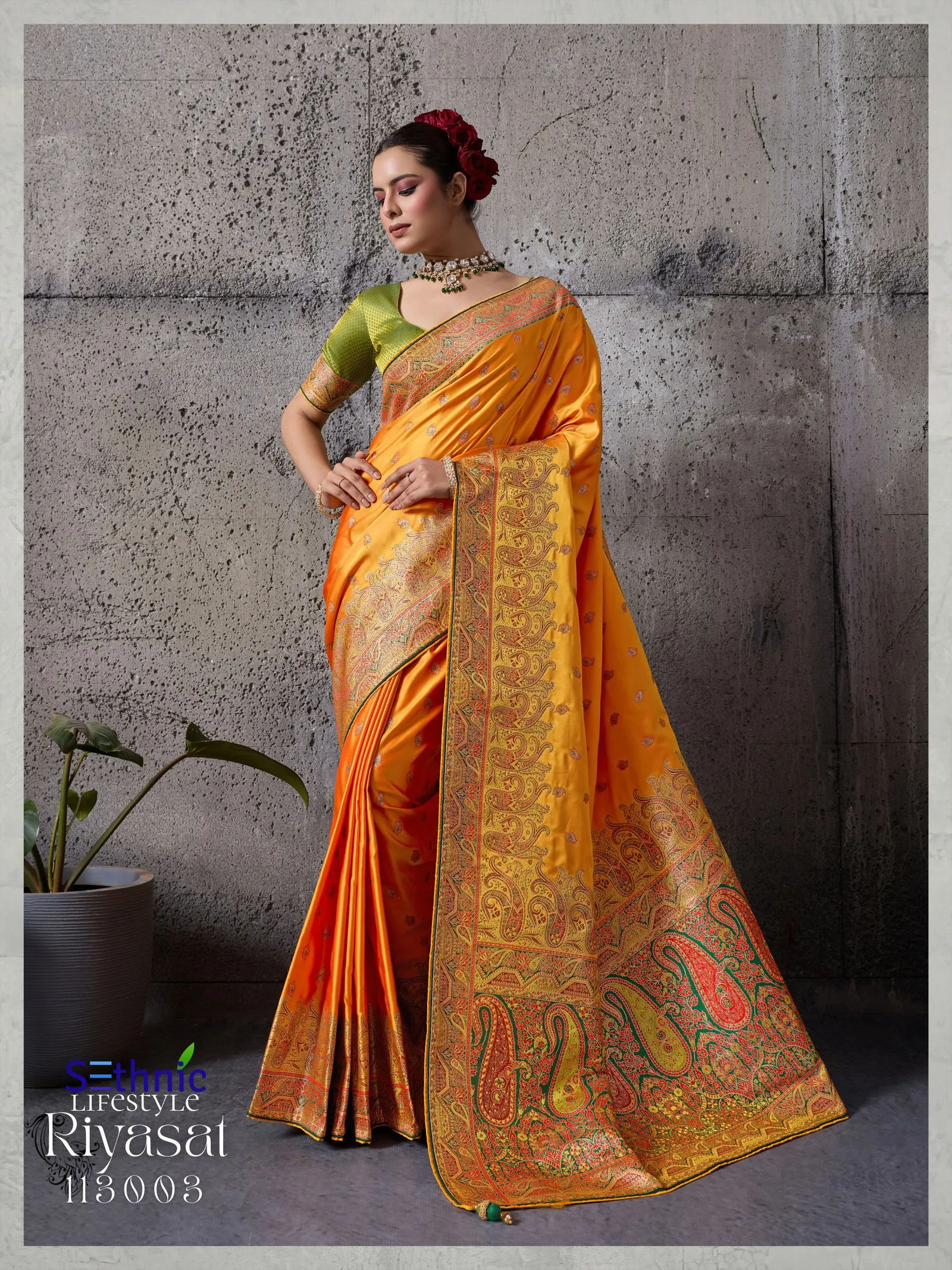 Sethnic Riyasat Makhmal Satin Silk Meenakari Traditional Wear Saree Collection Sarees