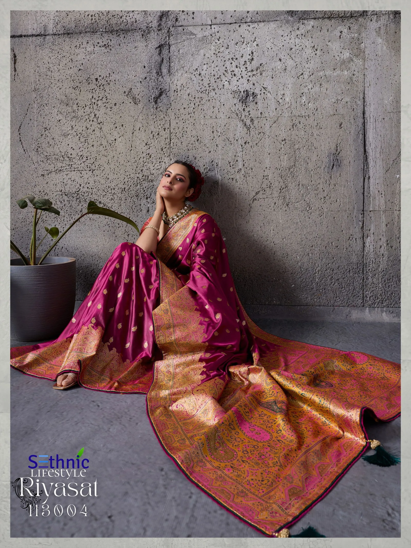 Sethnic Riyasat Makhmal Satin Silk Meenakari Traditional Wear Saree Collection Sarees