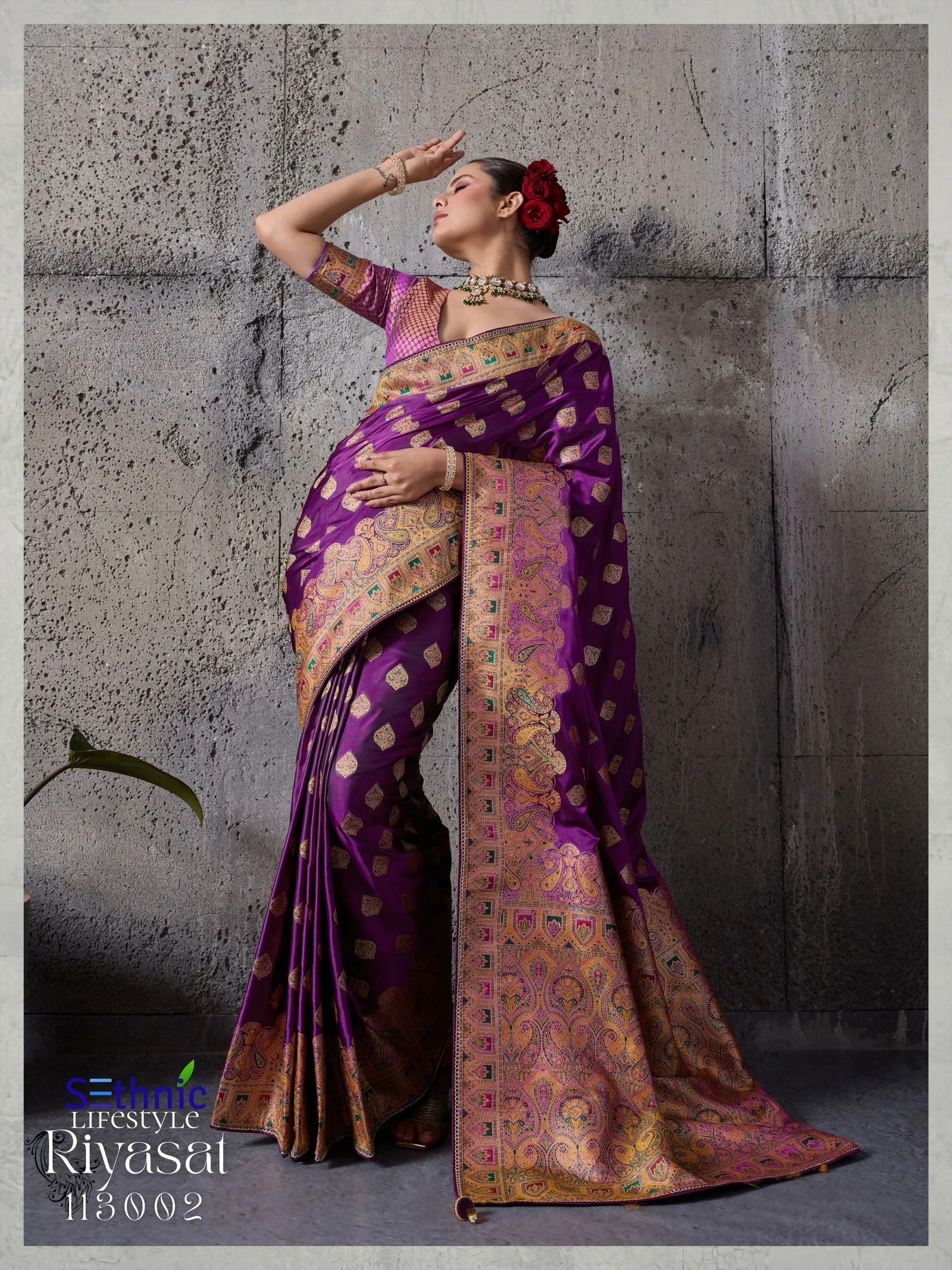 Sethnic Riyasat Makhmal Satin Silk Meenakari Traditional Wear Saree Collection Sarees