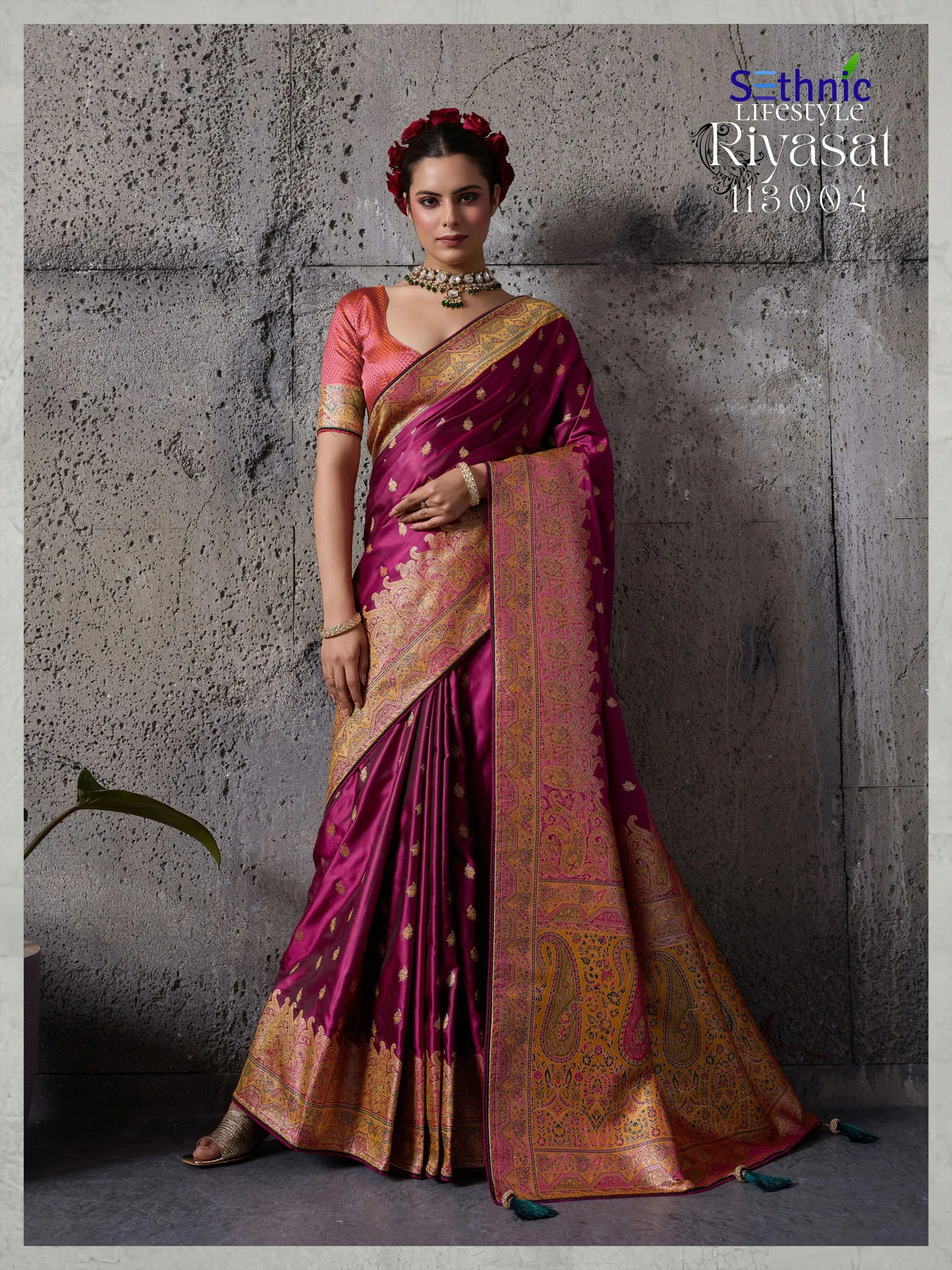 Sethnic Riyasat Makhmal Satin Silk Meenakari Traditional Wear Saree Collection Sarees