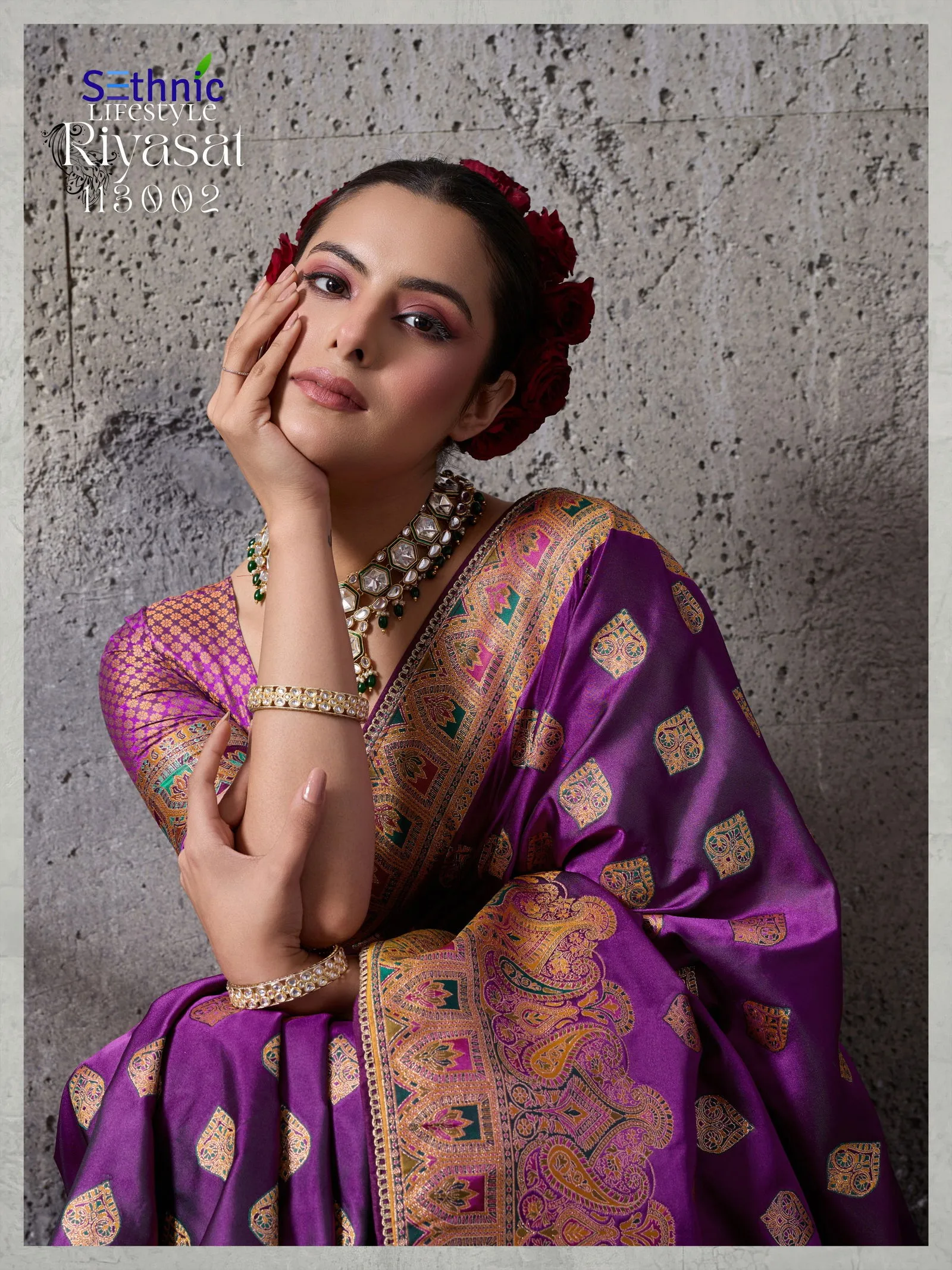 Sethnic Riyasat Makhmal Satin Silk Meenakari Traditional Wear Saree Collection Sarees