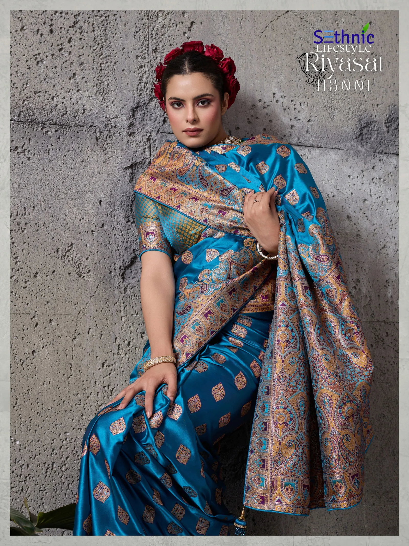 Sethnic Riyasat Makhmal Satin Silk Meenakari Traditional Wear Saree Collection Sarees