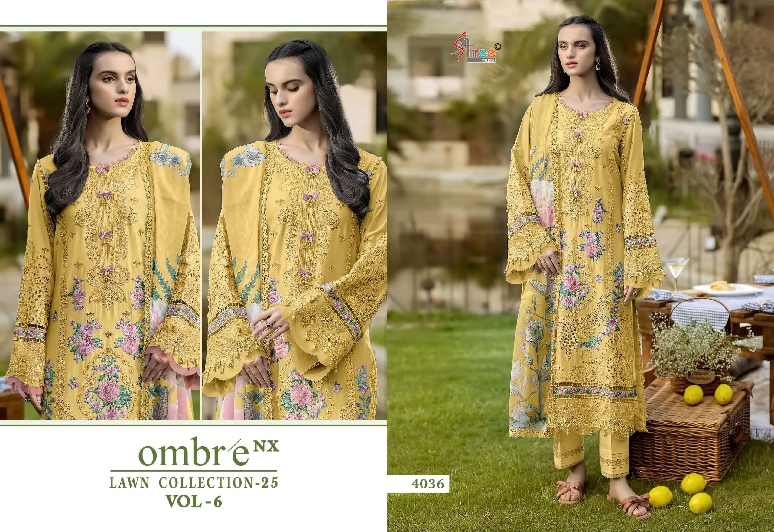 Shree Fab Ombre Lawn Collection 25 Vol 6 Nx Pakistani Suits