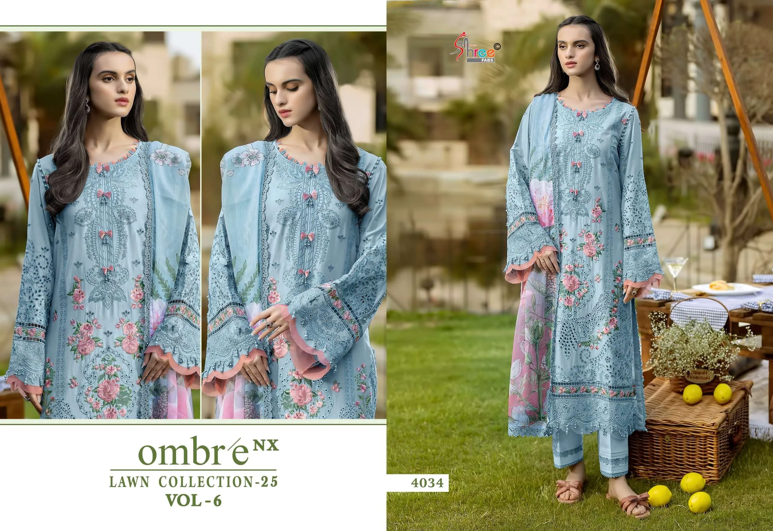 Shree Fab Ombre Lawn Collection 25 Vol 6 Nx Pakistani Suits