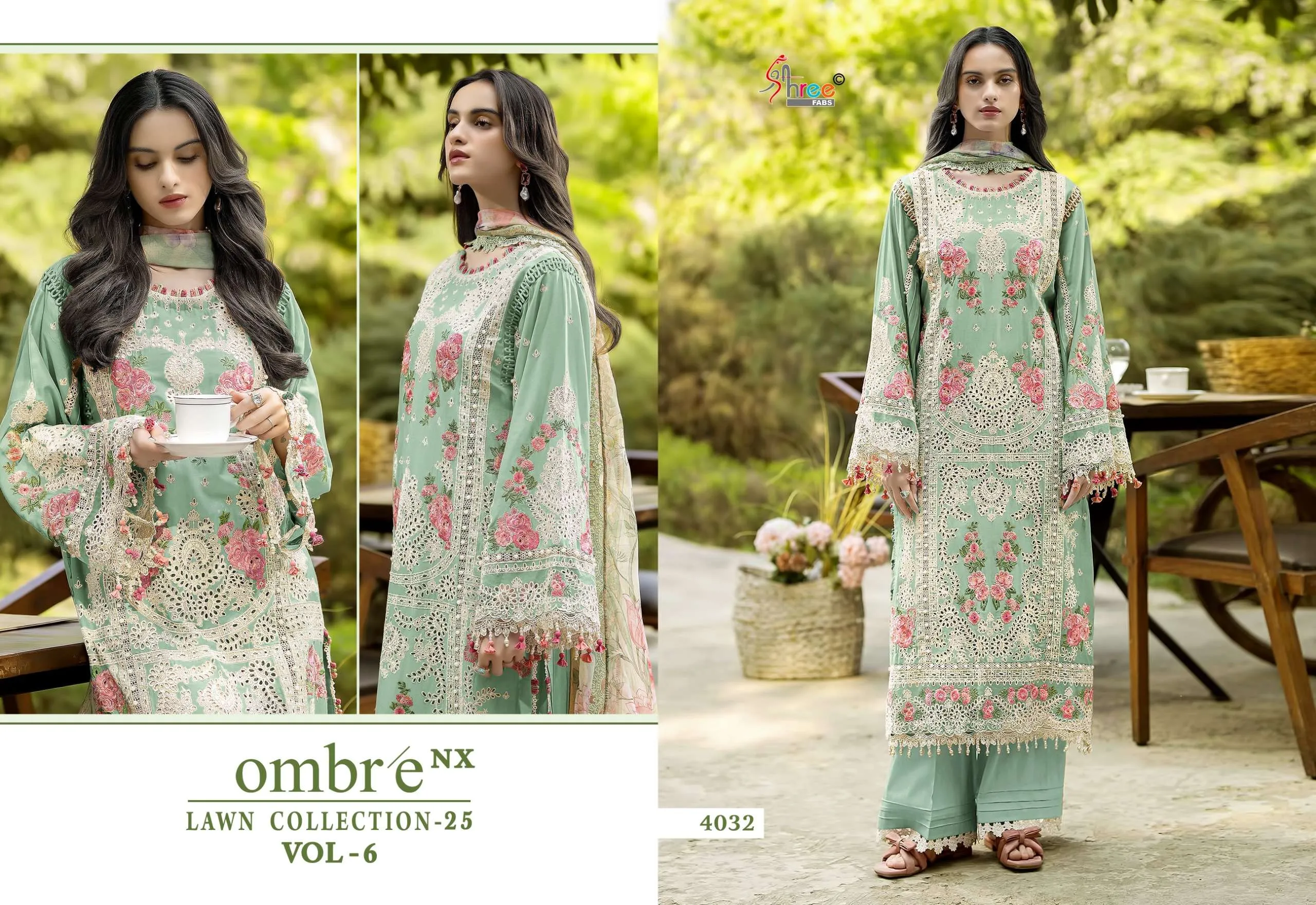 Shree Fab Ombre Lawn Collection 25 Vol 6 Nx Pakistani Suits