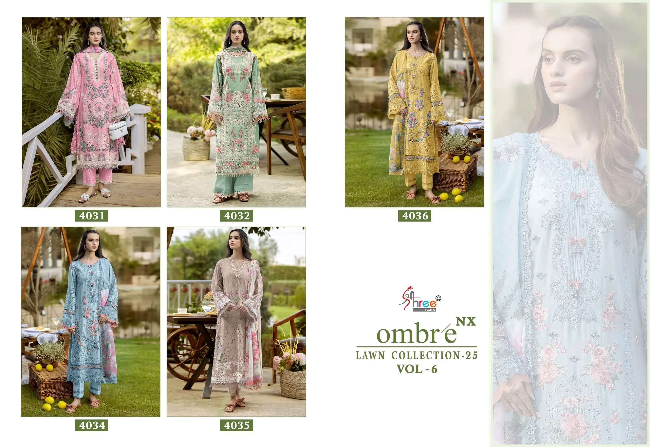 Shree Fab Ombre Lawn Collection 25 Vol 6 Nx Pakistani Suits