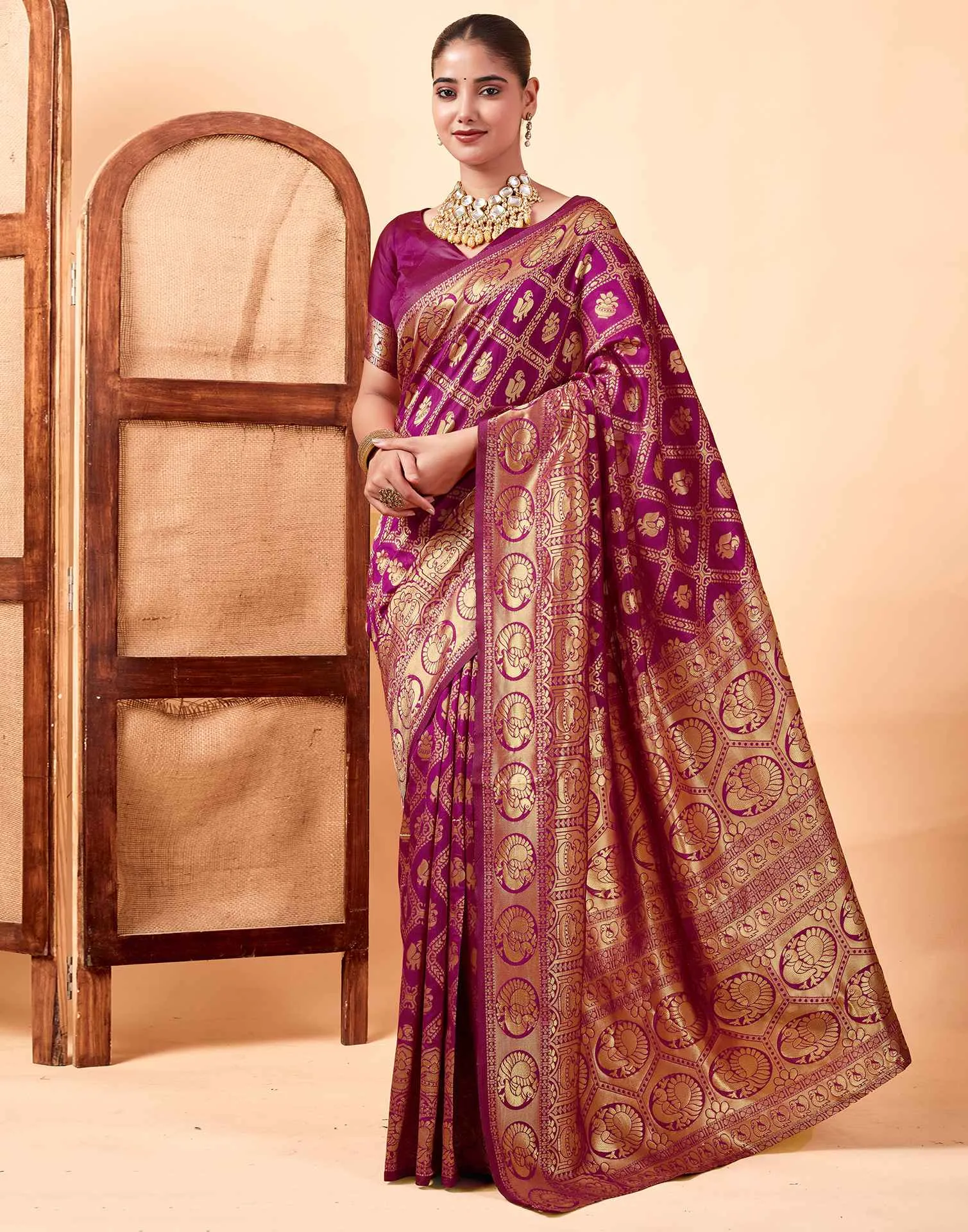 Sm 9017 Gajri Silk Woven Work Saree Collection Sarees