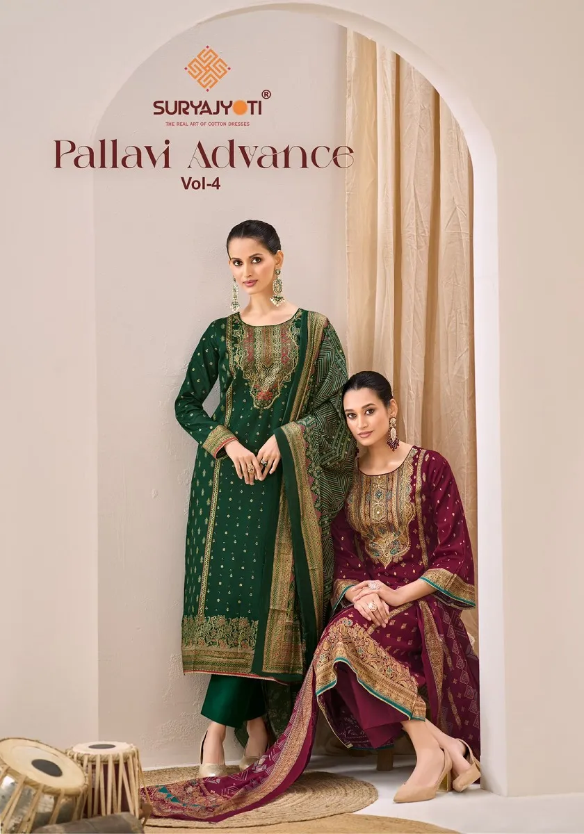 Suryajyoti Pallavi Advance Vol 4 Unstitched Suits