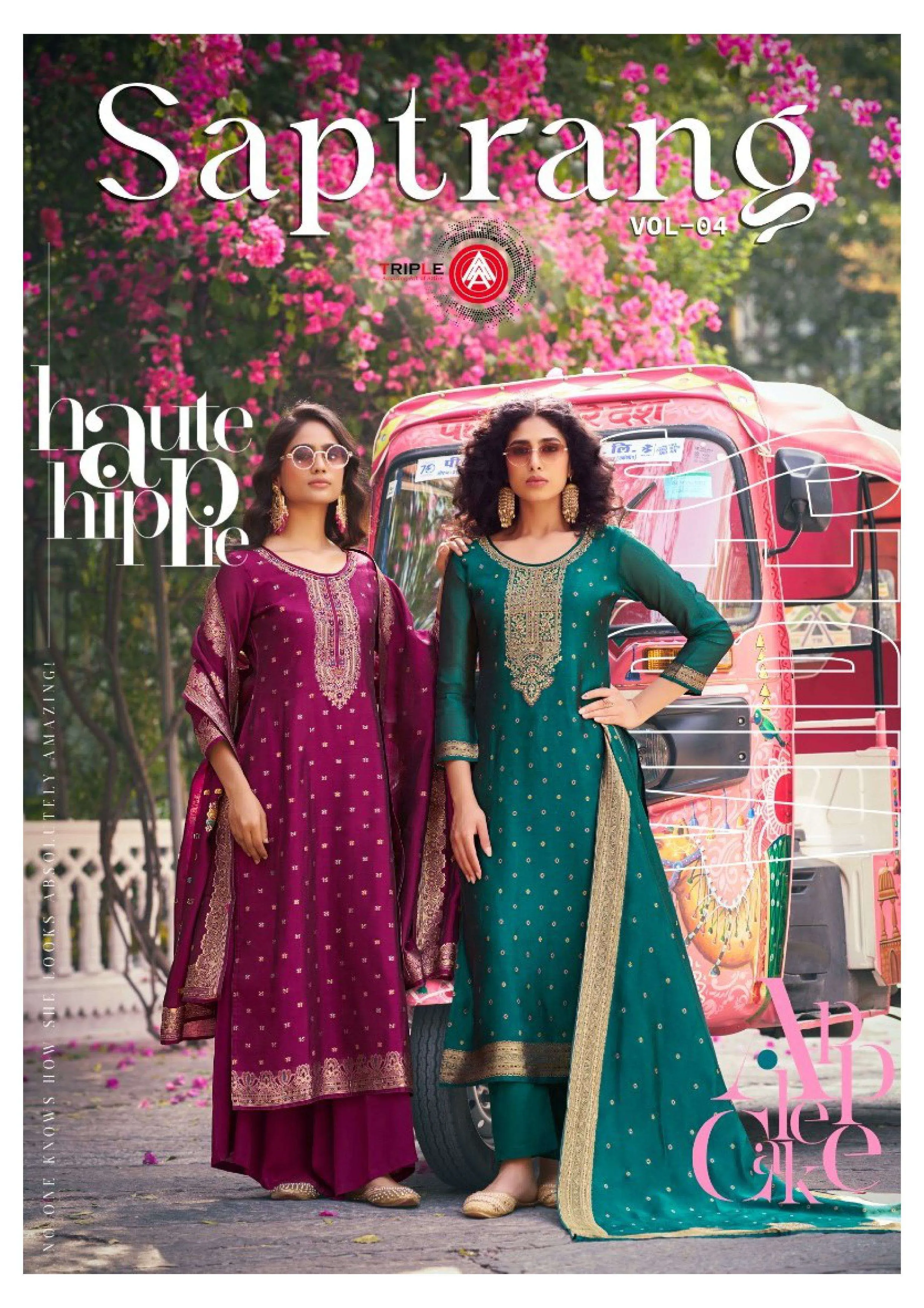 Triple Aaa Saptrang Vol 4 Semi Stitched Suits