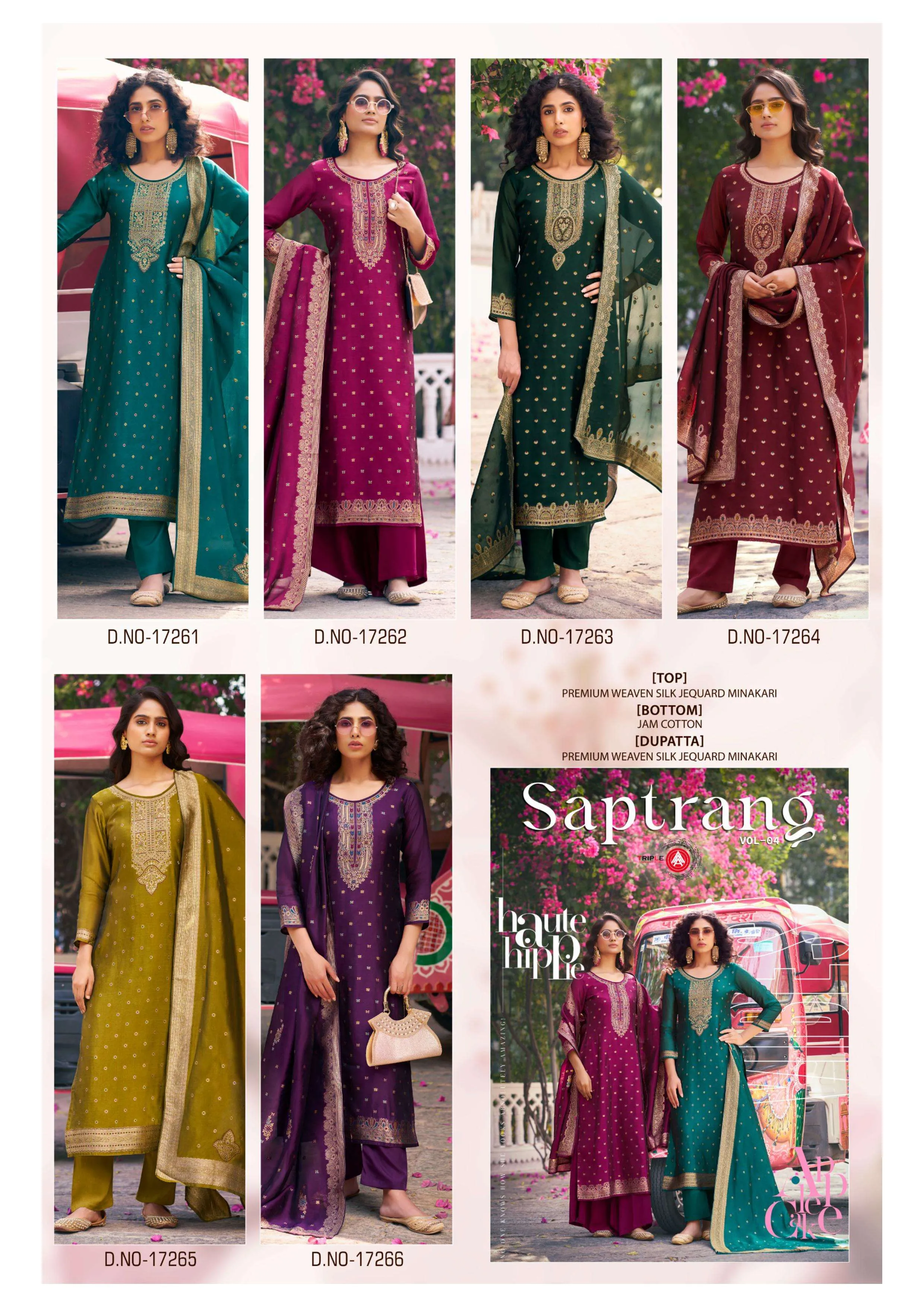 Triple Aaa Saptrang Vol 4 Semi Stitched Suits