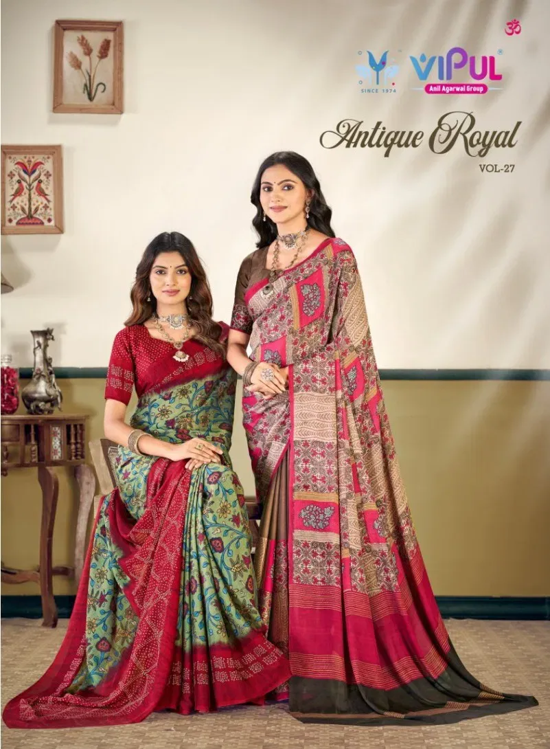 Vipul Antique Royal Vol 27 Silk Printed Traditional Wear Saree Collection Sarees