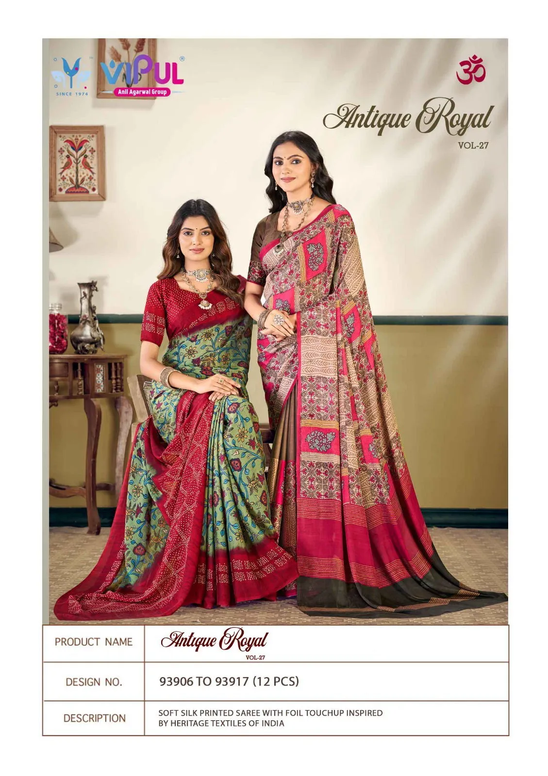 Vipul Antique Royal Vol 27 Silk Printed Traditional Wear Saree Collection Sarees