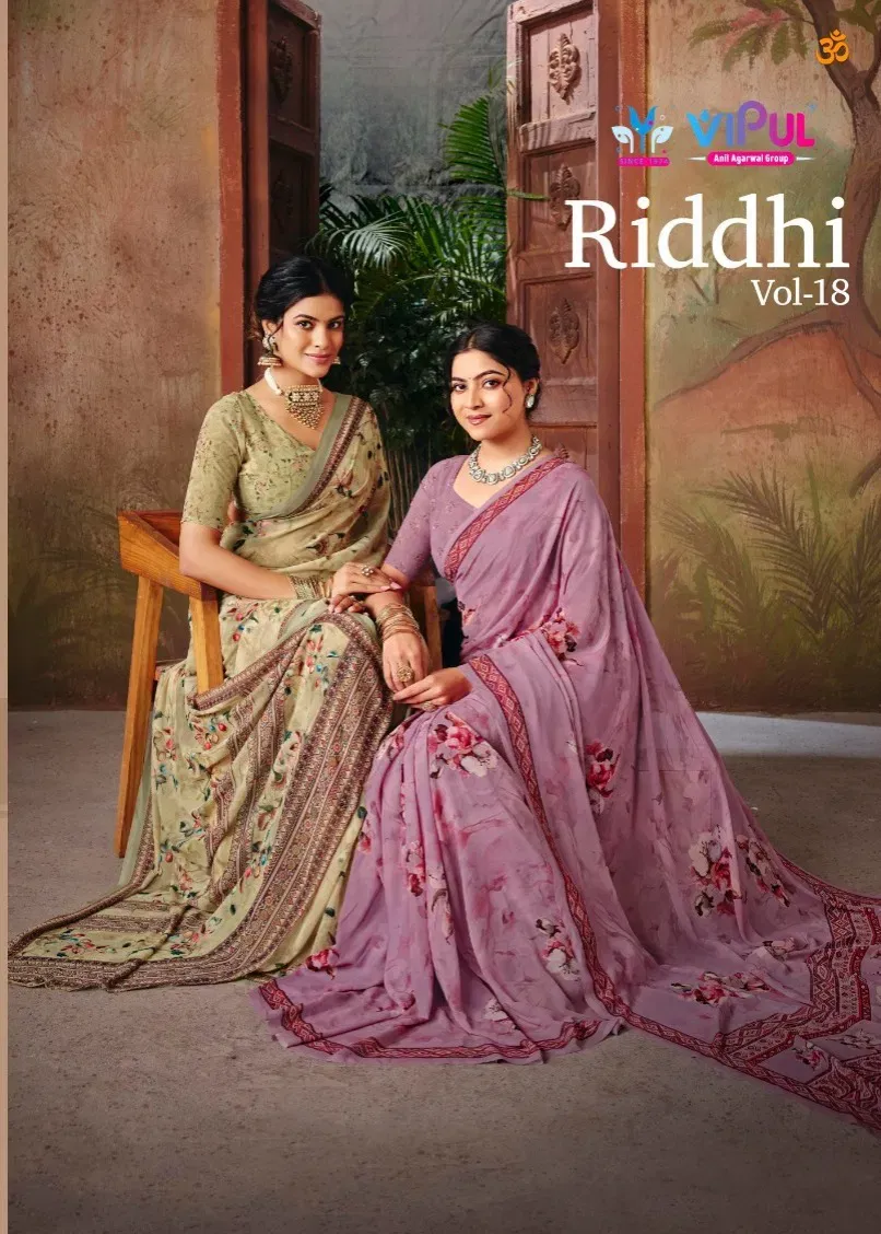 Vipul Riddhi Vol 18 Georgette Digital Print Casual Wear Saree Collection Sarees