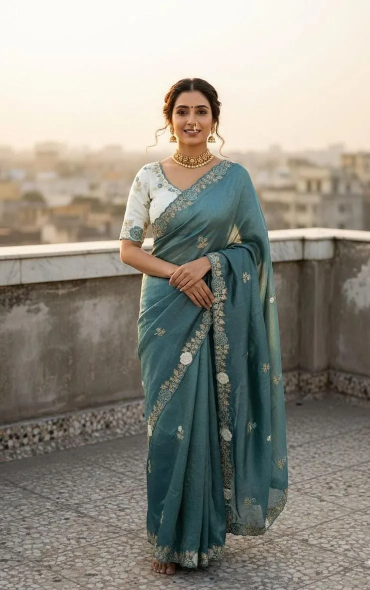 Vt 811 T Gold Crush Embroidery with Multi Threaded Designer Saree Collection Sarees