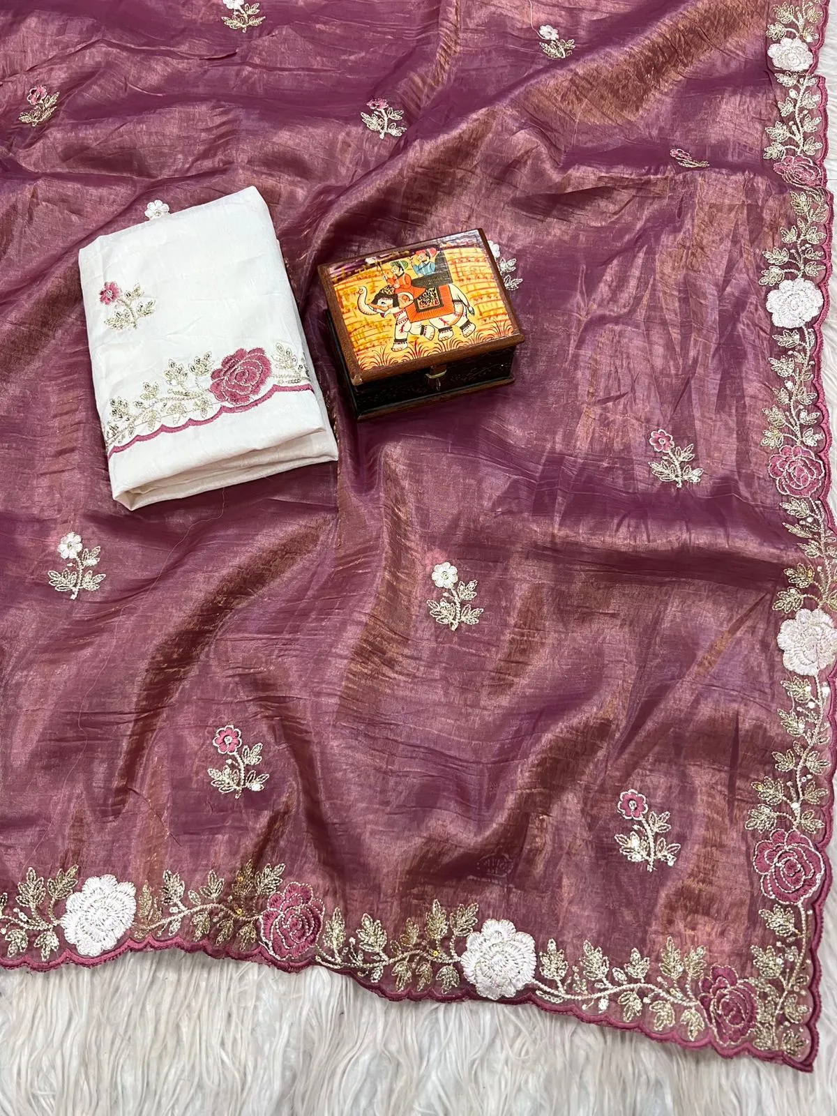 Vt 811 T Gold Crush Embroidery with Multi Threaded Designer Saree Collection Sarees