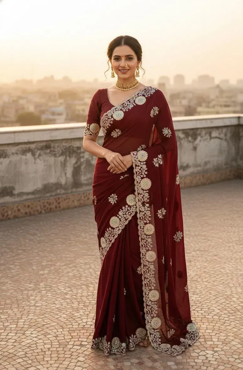 Vt 830 T Vichitra Embroidery Worked Wedding Wear Saree Collection Sarees