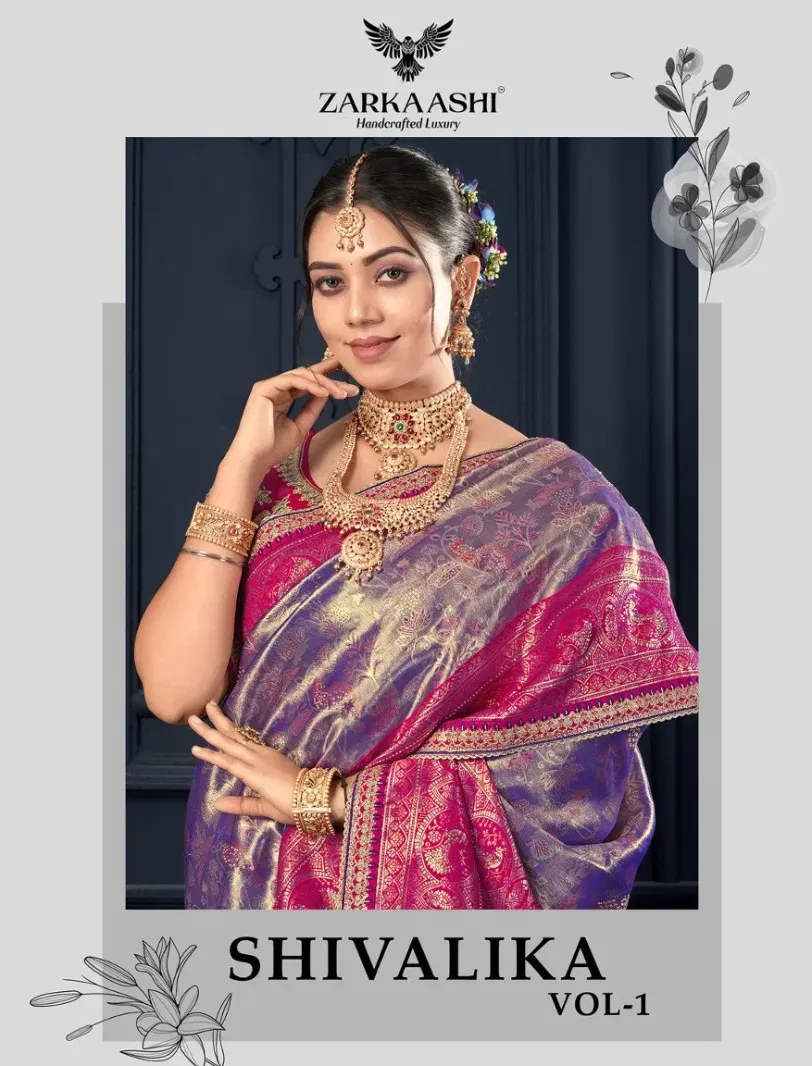 Zarkaashi Shivalika Vol 1 Nylone Tissue Festival Wear Saree Collection Sarees