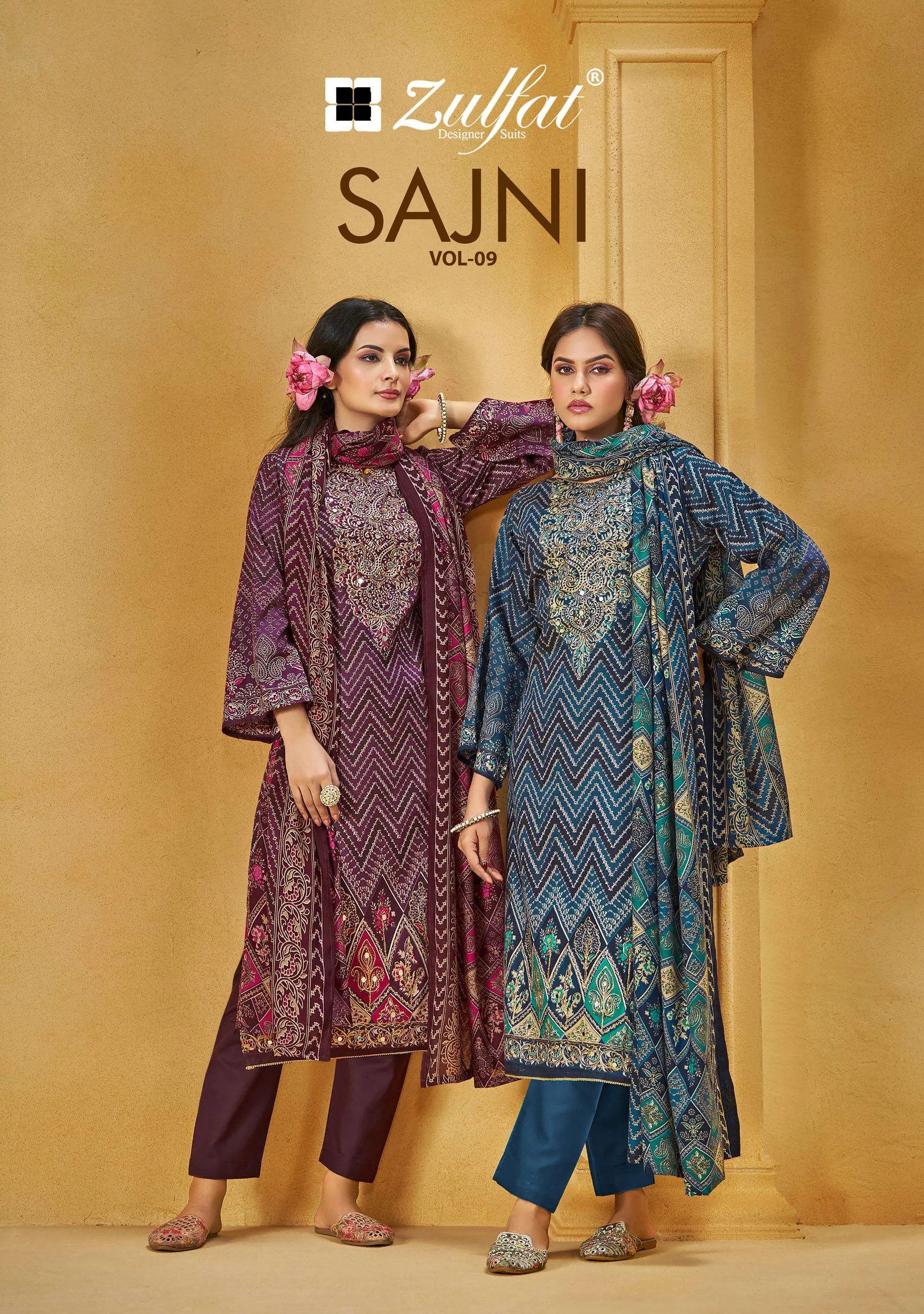 Zulfat Designer Suits S Sajni Vol 9 Semi Stitched Suits