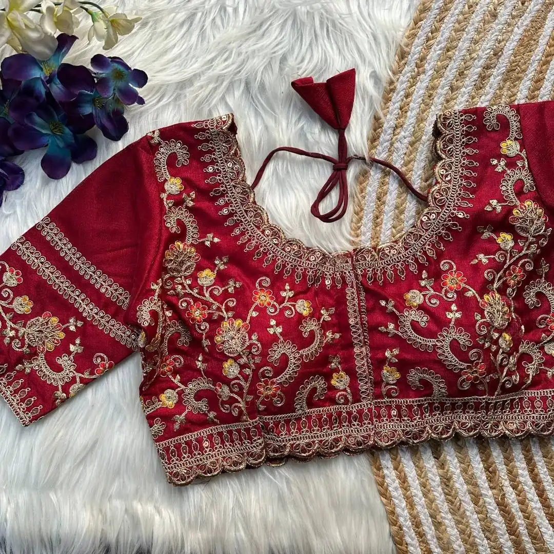 Ruhi Vol 190 Gold Zari Sequence Work Bridal Readymade Blouse