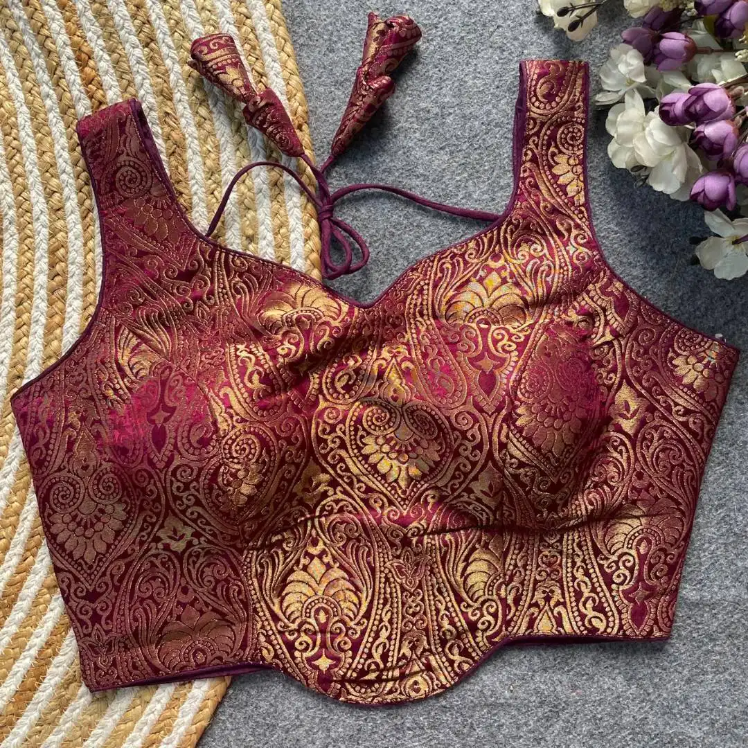 Mrunal Vol 108 Satin Silk Jacquard Work Readymade Blouse