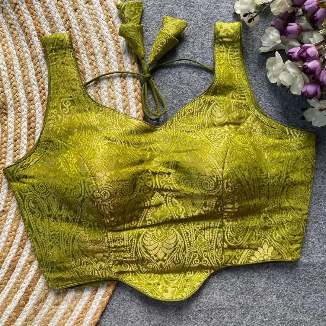 Mrunal Vol 108 Satin Silk Jacquard Work Readymade Blouse