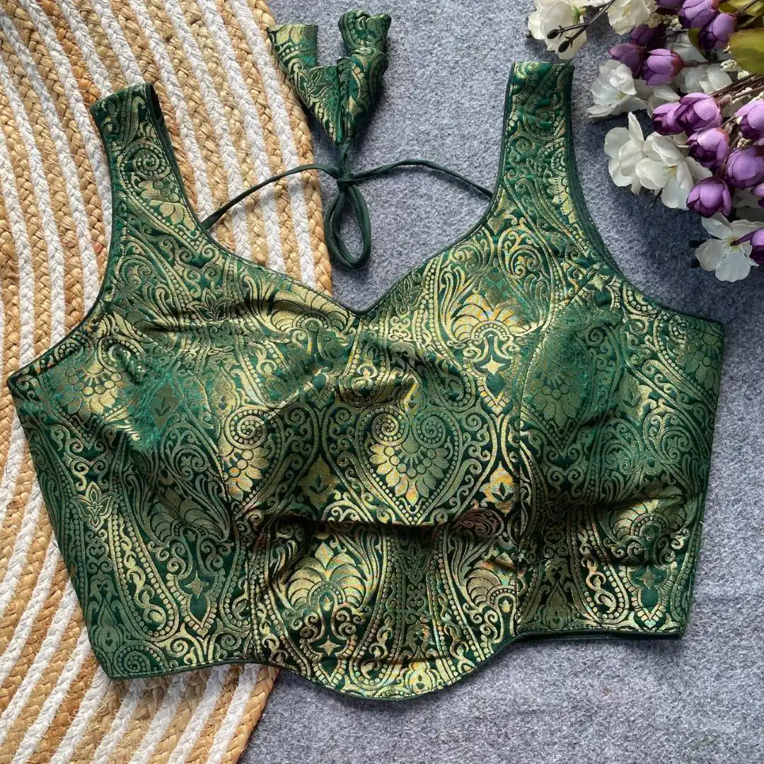 Mrunal Vol 108 Satin Silk Jacquard Work Readymade Blouse