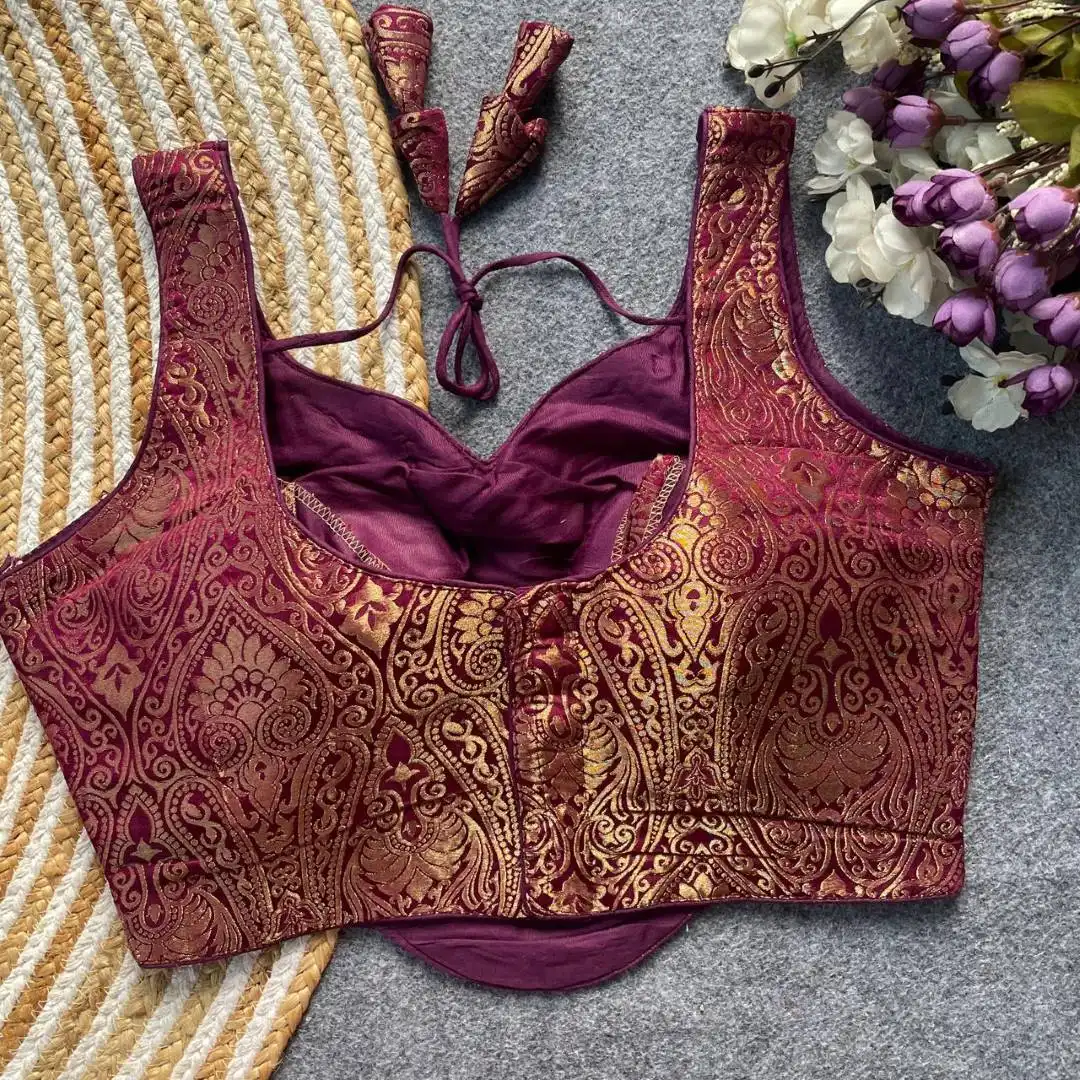 Mrunal Vol 108 Satin Silk Jacquard Work Readymade Blouse