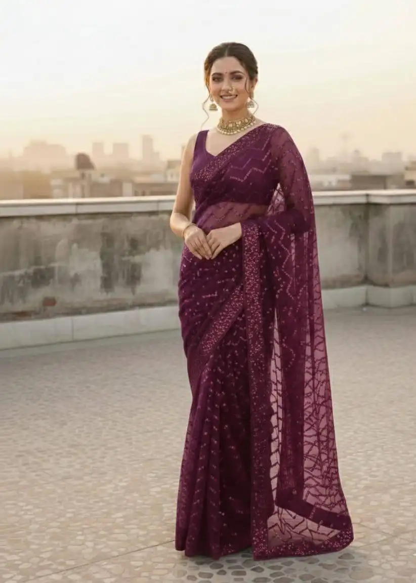 Kusum 833 Sequence Zig Zag Work Party Wear Saree 2026