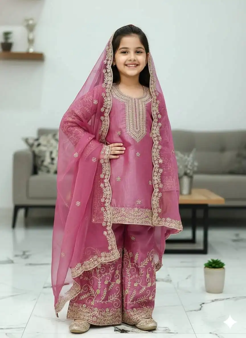 Baby 244 Designer Kids Sharara Suit For Wedding Function