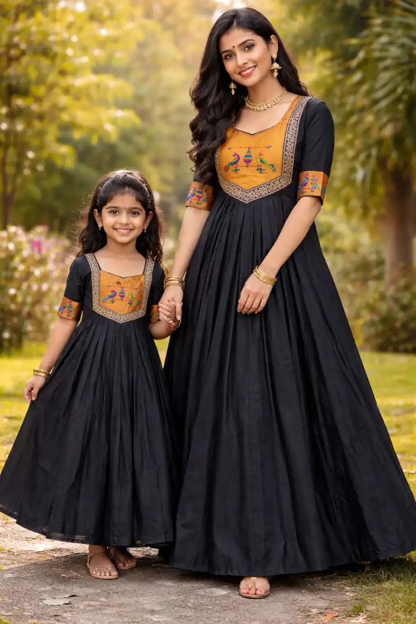 Pari Vol 107 Hand Work Lace Mother Daughter Combo Gown