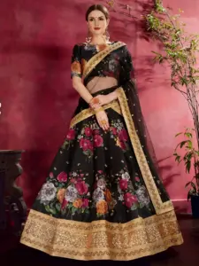 Zeel 7508 Black Floral Printed Party Wear Lehenga Choli