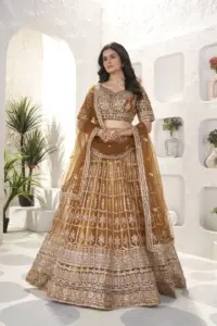 DKT 5082 Sequins Zari Embroidery Wedding Lehenga Choli