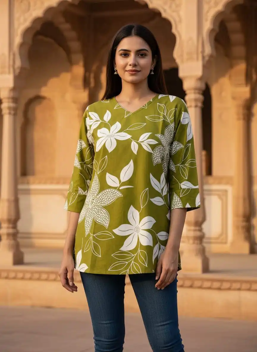 Zarin 64 Printed Fancy Short Top Wholesale Market Surat