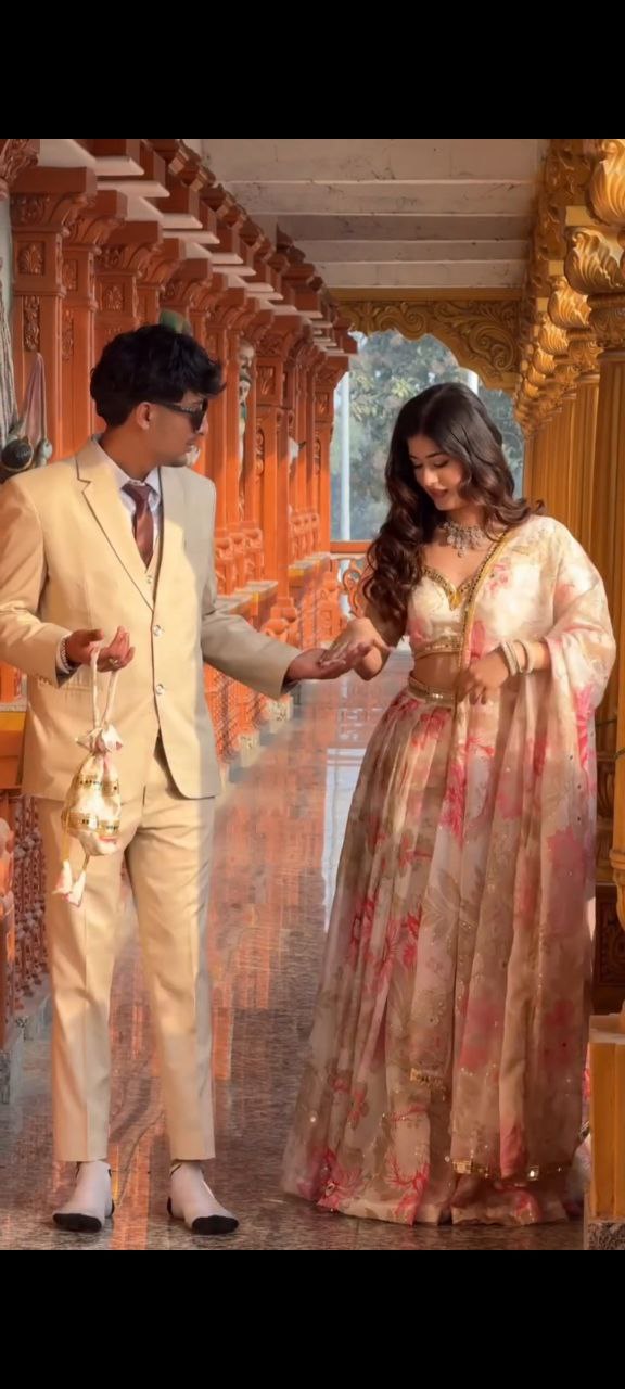 HCR 1118 Printed Real Mirror Handwork Lehenga Choli