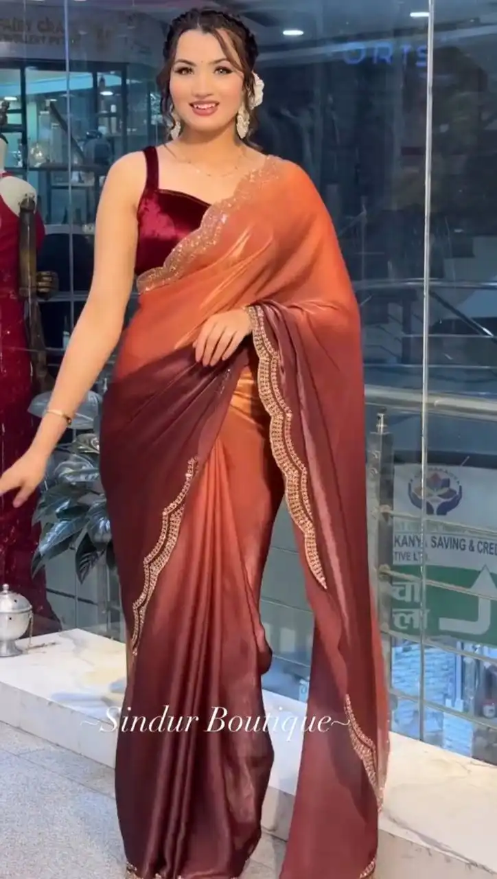WMS Vol 163 Two Tone Padding Saree With Diamond Jarkhand Work